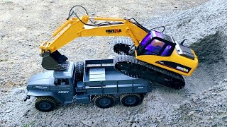 RC Truck Transport | RC Excavator Huina | RC Truck Working