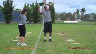 Basketball Agility Drill - Overhead Medicine Ball Shift & Hop Pt. 1 | Dre Baldwin