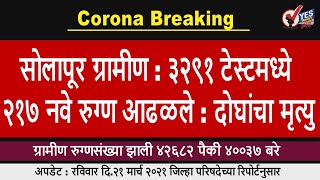 Solapur Rural Corona news | सोलापूर ग्रामीण : ३२९१ टेस्टमध्ये २१७ नवे रुग्ण आढळले : दोघांचा मृत्यु