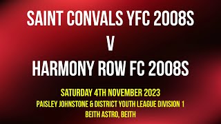 Saint Convals 2008s 7-4 Harmony Row 2008s | Saturday 4th November 2023 | Beith Astro, Beith