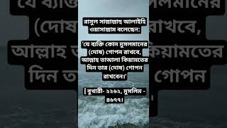 রাসুল সাল্লাল্লাহু আলাইহি ওয়াসাল্লাম বলেছেন:'যে ব্যক্তি কোন মুসলমানের (দোষ) গোপন রাখবে