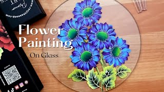 SIMPLE  and EASY Flower Painting || Acrylic Painting || Glass Painting || Floral Design