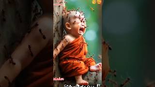 Dangerous Ant 🐜 Vs Little cute baby monk ❣️!#shortvideo #cute #trending #foryou