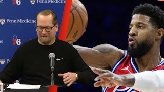 Sixers Nick Nurse: Paul George has Jammed Pinky Finger in Win at Bulls - MRI Sunday