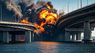 1 Minute Ago: Ukrainian F-16s Destroy Crimean Bridge with 8-Ton Bomb!