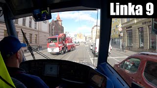 Linka 9 Brno -- Juliánov - Lesná, Čertova rokle [Škoda 13T5] [Tram Cab View]