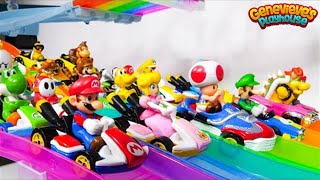 Mario Kart Rainbow Road Hotwheels Track - Toy Learning Videos for Kids!