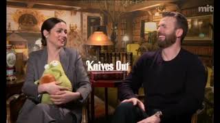 Chris with Guacardo. Chris Evans and Ana de Armas promoting "Knives Out"