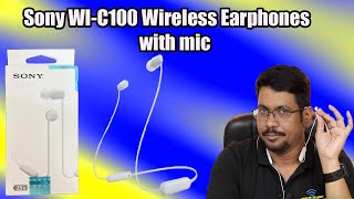 Sony WI C100 Wireless Earphones with mic Unboxing \u0026 Review | Best sony Bluetooth Headset🔥🔥🔥