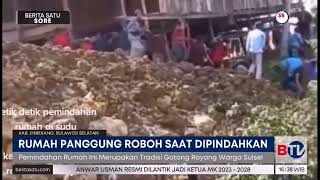 Video Viral Rumah Panggung Ambruk Saat Akan Dipindahkan