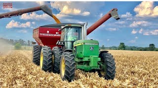 John Deere 4955 Tractor on Corn Harvest Grain Cart Duty