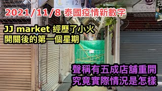 2021/11/8 開關後翟道翟 JJ Ｍarket火災？只得五成店舖開？等我馬上去現場睇睇... ~✹香港#移居泰國 旅遊達人Roger Wu胡慧冲 泰國疫情實地報告