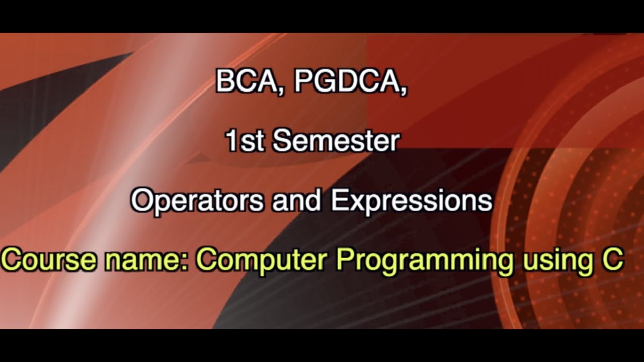 Bca Pgdca 1st Sem Course Name Computer Programming Using C