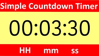 Simple Countdown Timer 3 minute 30 seconds HD Yellow BACKGROUND