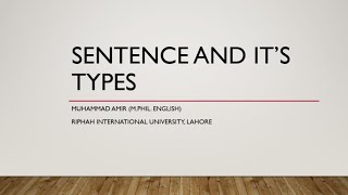 Typees of sentence   by  meaning and structure