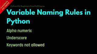 Variable Naming Rules in Python || Lesson 5 || Python for Beginners ||