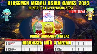 INDONESIA RAIH 3 MEDALI - UPDATE MEDALI ASIAN GAMES HARI INI MINGGU 24 SEPTEMBER 2023