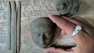 How to make clay face | Maa Durga face making | Sculpting face | Easy making