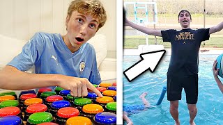 Pick the Wrong Trick Shot Mystery Button...jump into the POOL! | Match Up