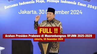 Pidato Lengkap Presiden Prabowo di Musrenbangnas RPJMN 2025-2029