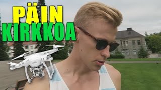 Päin kirkkoa dronella ja yötä seuraajalla @Mikkeli