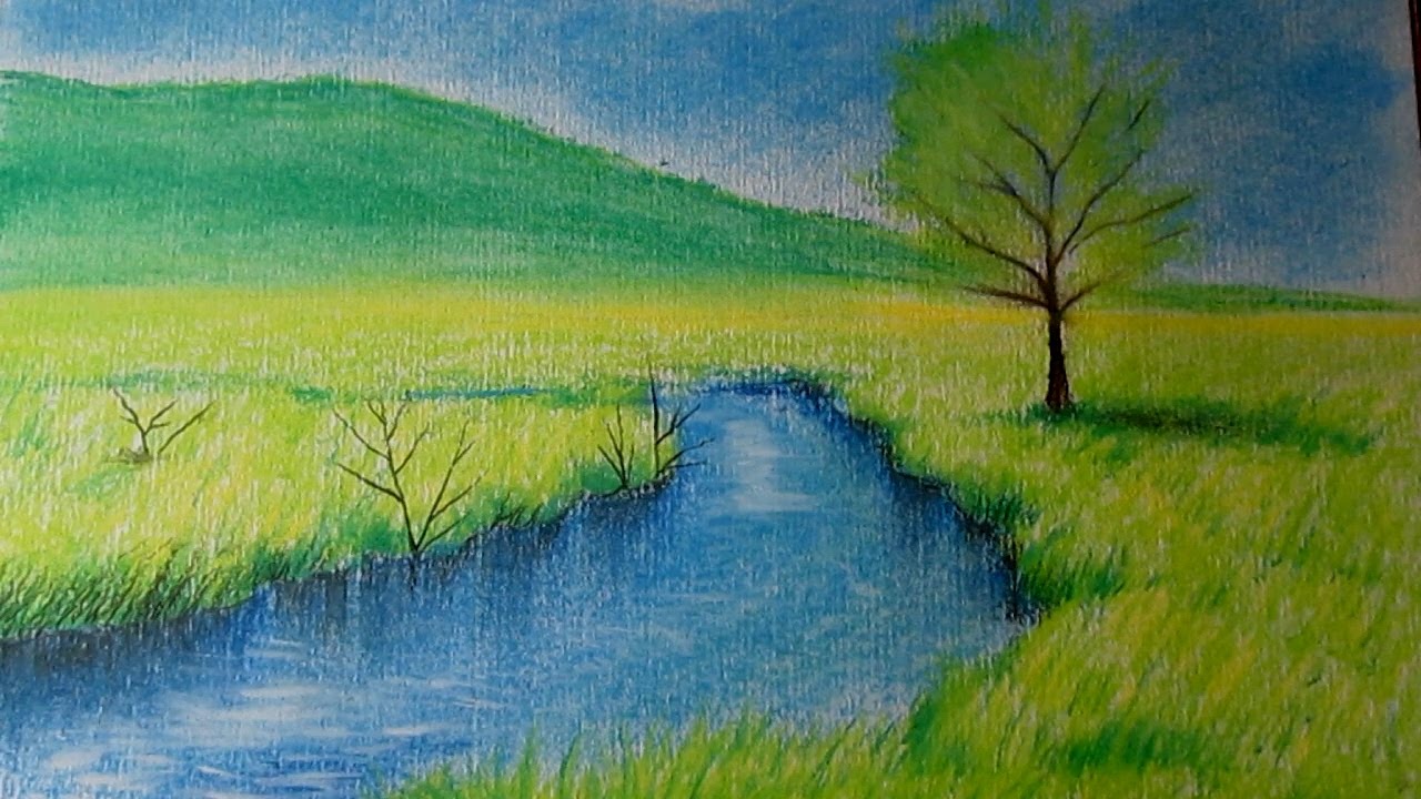 Cómo Dibujar Un Paisaje Al Pastel Paso A Paso, Dibujo De Un Paisaje ...