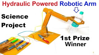 hydraulic powered robotic arm working model for science project exhibition - diy - howtofunda