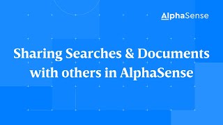 Sharing Searches \u0026 Documents with others in AlphaSense