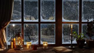 The ambiance felt from the window of the cabin on a cold snowy winter | Snowstorm Sounds 8 Hours