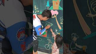 គំនូរលើជញ្ជាំង/Drawing on the wall #drawing #painting #picture #colorpainting #colors