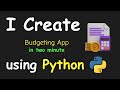 I CREATE BUDGETING APP IN 2 MIN USING PYTHON & LEARN PYTHON BY BUILDING SIMPLE PROJECTS