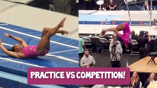 Simone Biles compete the hardest vault in the world - Practice vs Competition US