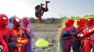 team spider-man movie😱🚨spiderman Go To beach Trainning real life parkour !الحقيقي سبايدر مان