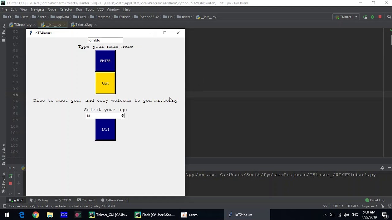 Simple Python Gui Using Tkinter Youtube