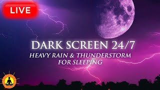 🔴 Rain Sounds with Dark Screen 24/7, Deep Sleep Music, Calming Music, Sleep Meditation, Rain Sounds