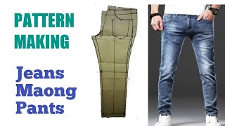 HOW TO MAKE PATTERN FOR JEANS PANTS. PAANO MAG PATTERN NG MAONG PANTS