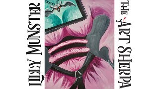 Learn to paint Acrylic on canvas Lilly Munster Easy tutorial | TheArtSherpa