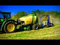 Inline Siloballen pressen mit John Deere und Krone Comprima & Göweil Wickler