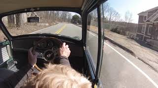 A boy, his dog and a 1965 Austin Mini Cooper S