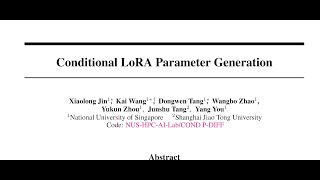 [QA] Conditional LoRA Parameter Generation