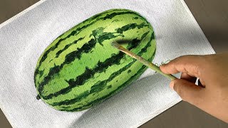 How to draw and paint a Watermelon / Acrylic painting