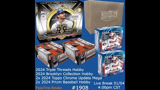 01/03 - 2024 TRIPLE THREADS BROOKLYN PRIZM - 6 Box Hobby Mix #1908 LIVE BREAK