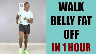 WALK BELLY FAT OFF IN 1 HOUR/ Indoor Walking Workout with Weights 🔥 600 Calories 🔥