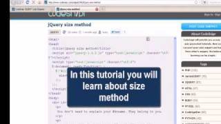 JQUERY Tutorial : jQuery size method