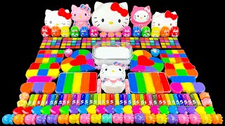 🌈🐱 HELLO KITTY SLIME  ASMR Rainbow Hello Kitty Slime  Mixing Many Things Into Slime  Oddly Satisfy