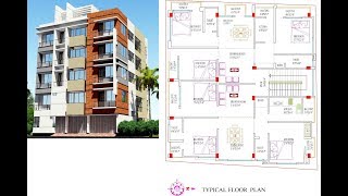 ৩.৩০ কাঠা / ৫.৫০ শতক জায়গায় floor plan সহ ২ ইউনিটের ৫ তলা বাড়ির ডিজাইন