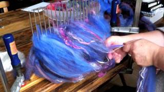 Making an Art Yarn, Dyeing, blending on a hackle, and spinning