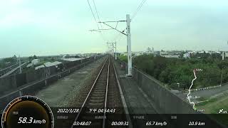 2022.3.28 台鐵 168次 EMU1200紅斑馬自強號 最後一日正班車運行 枋寮 - 彰化 gps參數 路程景P.S.聲音為白噪音，非駕駛室錄音