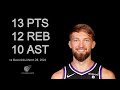 Domantas Sabonis vs Mavericks 13 pts 12 reb 10 ast | March 29, 2024 |