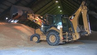 Caterpillar 442E Moving Wheat Seeds - Harvest 2014